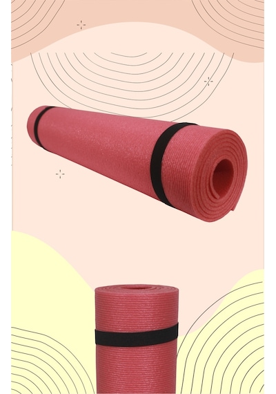 Foamstore Pilates Yoga Matı 180x60 5mmçizgi Desen Pembe