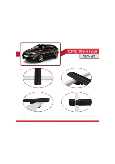 Renault Megane Grandtour 2009-2015 Arası İle Uyumlu Basic Model Ara Atkı Tavan Barı Siyah 3 Adet