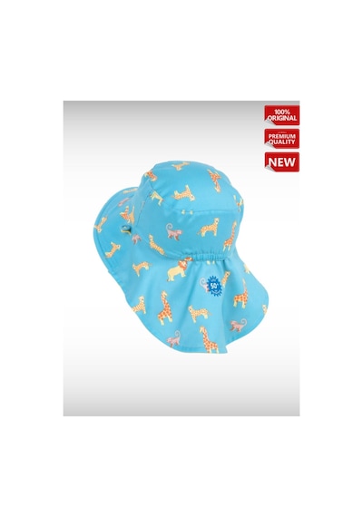 Decathlon Bebek Uv Korumalı Şapka Sarı Mavi Savan Baskılı Turkuaz