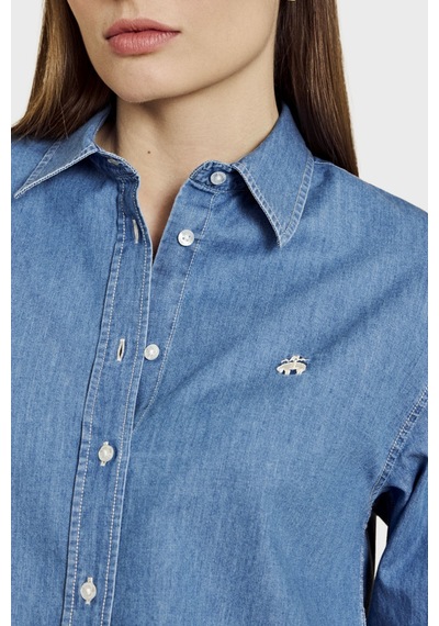 Brooks Brothers %100 Pamuk Logo Nakışlı Denim Görünümlü Gömlek Bayan Gömlek Bbss26fds001115 Mavi Brooks Brothers %100 Pamuk Logo Nakışlı Denim Görünümlü Gömlek Bayan Gömlek Bbss26fds001115 Mavi