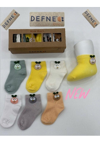 Kopya - Kıpırık Baby Yeni Doğan Kutulu 6 Çift Unusex Bebek Çorabı-736 Yeşil