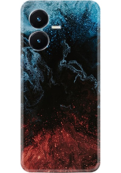 Vivo Y22S Kilif Resimli Silikon Red Blue Black Abstact 1386 566401848