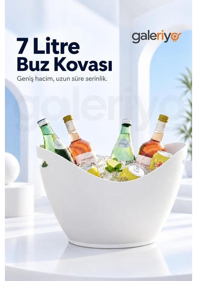 Galeriyo 7 Lt. İçecek Ve Buz Kovası Taşınabilir Beyaz
