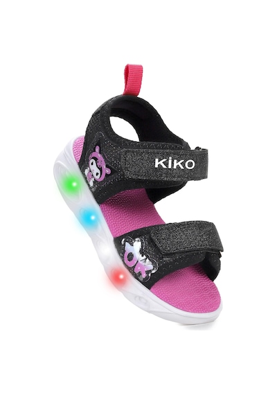 Kiko Kids Kuromi Günlük Işıklı Cırtlı Kız Bebek Sandalet Ayakkabı Siyah