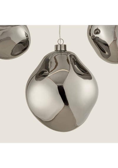 Zera 3'lü Led Işıklı Yılbaşı Topu Seti Antrasit