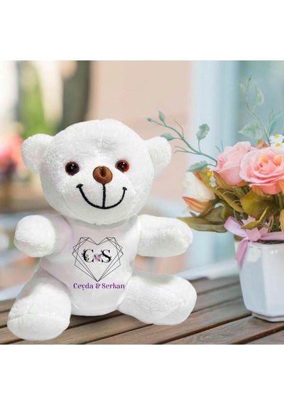 Kişiye Özel İsim Ve Harf Baskılı Peluş Beyaz Ayı Hk2449