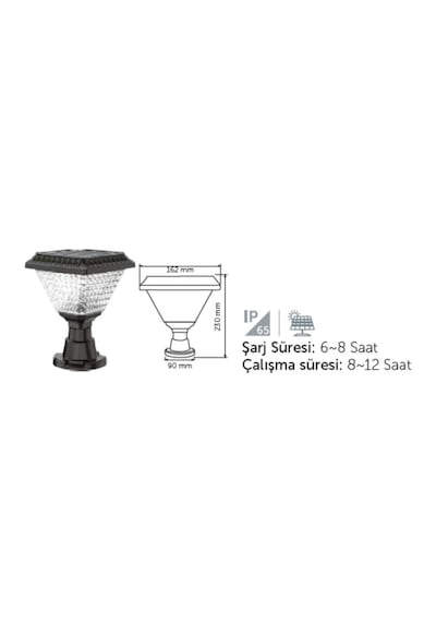 İnoled Solar Güneş Enerjili Bahçe Armatür Set Üstü 200lm 30w