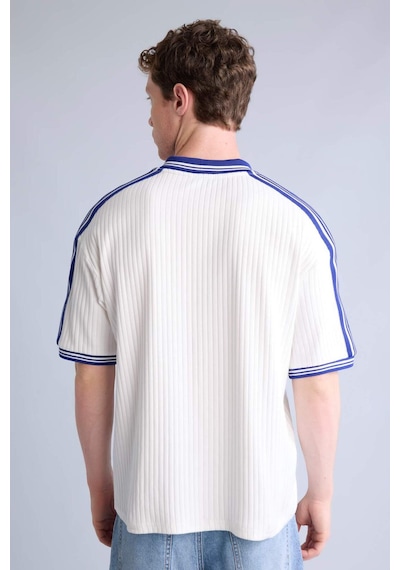 Defacto Boxy Fıt Polo Yaka Slogan Baskılı Kısa Kollu Polo Tişört H7491ax26hser105 Ekru-er105