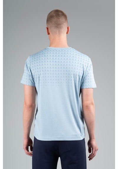 Maraton Regular Erkek Bisiklet Yaka Sisli Mavi T-shirt Sisli Mavi