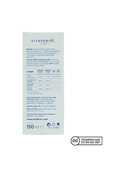 Vitafenix Kids Çinko Şurup 150 Ml