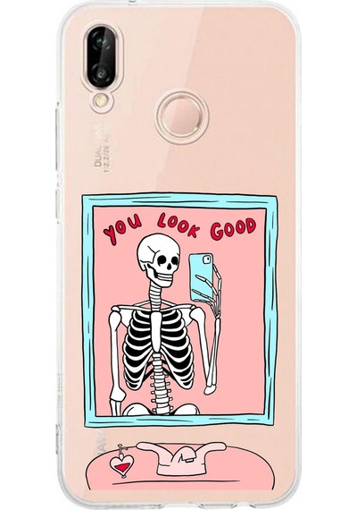 Huawei P20 Lite Uyumlu You Look Good İskelet Tasarımlı Baskılı Silikon Kılıf Renkli
