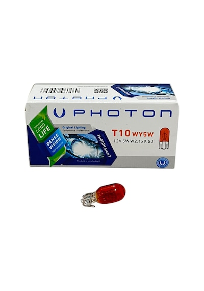 Photon T10 12v W5w Dipsiz Minyatür Amber Turuncu Gösterge Sinyal Ampulü 10 Adet