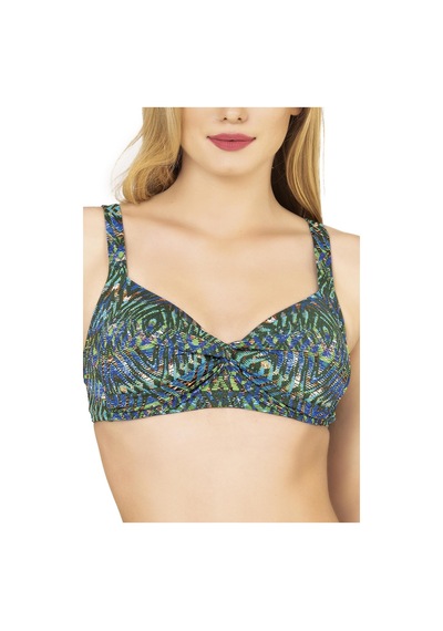 Endeep Kadın Yüksek Bel Toparlayıcı Yeşil Parıltılı Bikini Takımı Yeşil