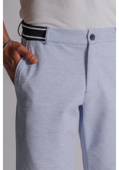 Braccas Erkek Yandan Cepli Beli Ribanalı Slim Fit Chino Şort Mavi Mavi