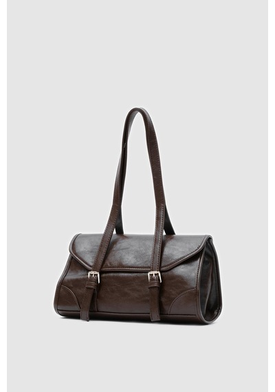 Shule Bags Calvino Vintage Baget Çanta Acı Kahve Acı Kahve
