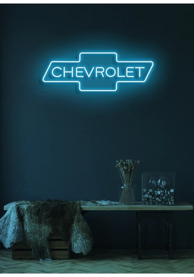 Rent A Carlara Özel Chevrolet Yazılı Neon Tabela Turkuaz