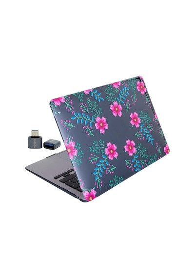 Macbook Air 13.6 İnç Çiçek Desenli Kılıf A2681 A3113 A3240 A3449 M2 M3 M4 M5 Uyumlu Kristal Parlak Sert Kapak Hard Case Pembe Mavi Belirtilmemiş