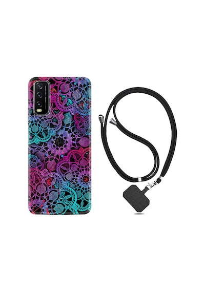 Vivo Y20 Kılıf Boyun Askılı Colurful Mandala 1667
