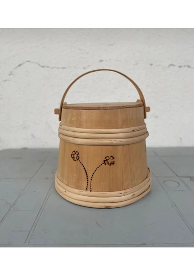 Ahşap 2lt Külek Tereyağ Saklama Kabı 22cm Ahşap