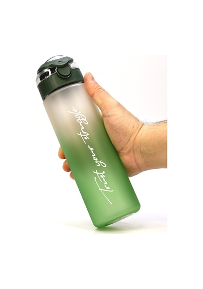 Su Matarası Tritan Geniş Ağız Su Şişesi Gradient Type Spor Matarası Suluğu Bpasız 630 Ml Yeşil 0111