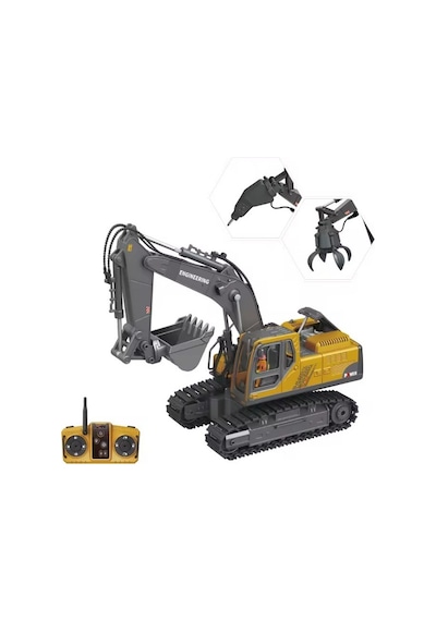 Uzaktan Kumandalı Metal Alaşımlı Mühendislik Serisi Excavator 14 Kanallı 40868 Sarı