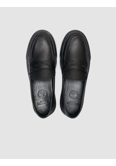 Cabani %100 Hakiki Deri Siyah Bantlı Erkek Loafer Siyah