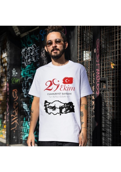 Alpşan Ticaret Cumhuriyet Bayramı Çocuk Tişörü 29 Ekim T-shirt Atatürk Tişört Beyaz