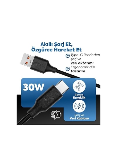 Usb To Type-c İle Uyumlu İphone Ve İle Uyumlu Hızlı Şarj Ve Data Kablosu 100 Cm Siyah
