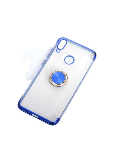 Huawei Y7 Prime 2019 Stantlı Köşeleri Renkli Lens Korumalı Yüzüklü Kılıf
