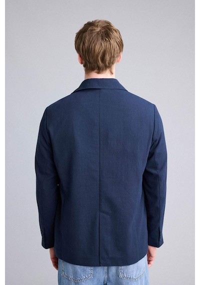 Defacto Regular Fıt Polo Yaka Yarım Astar Blazer Ceket G7591ax26smnv146 Lacivert-nv146