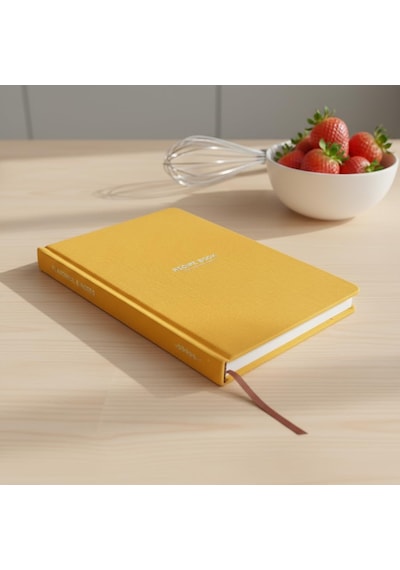 Tarif Defteri A5 Boyutunda Sert Kapaklı 100+ Tariflik Recipe Journal, Ölçü Tablosu, Not Alanı Sarı