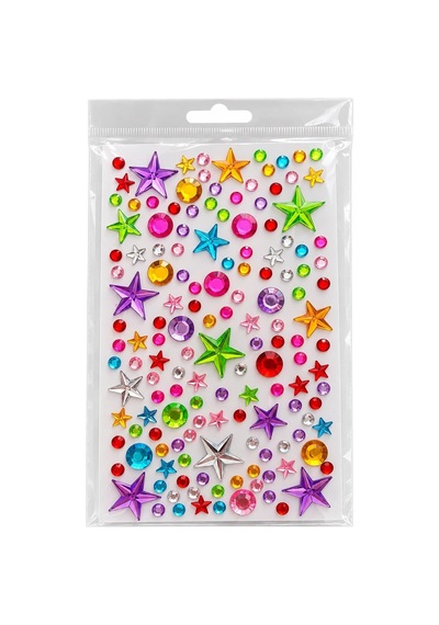 Renkli Yıldız Ve Taş Sticker Yapıştırma Süsleme Seti