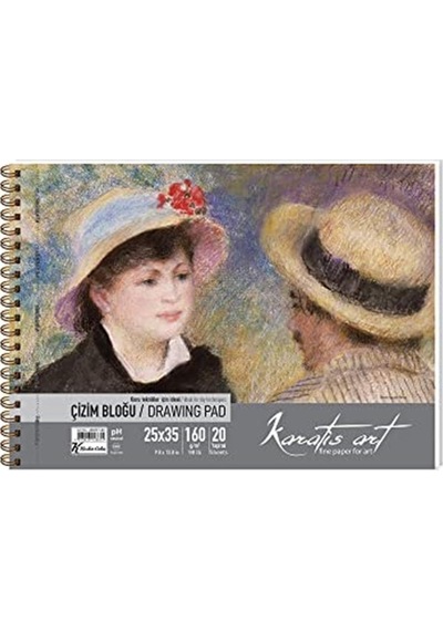 25x35 Spiralli Çizim Blok 160gr/20 Yaprak Renkli
