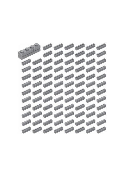 Yedek Parçalar: Modifiyeli Duvar Parçası: 100 Adet 1x4 Açık Gri 15553 - Parts: Brick, Modified: 100 Piece 1x4 Light Bluish Gray