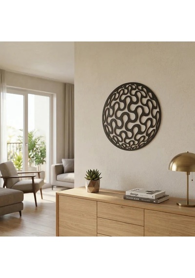 Geometrik Desenli Daire Duvar Tablosu Mdf Lazer Kesim Modern Minimal Duvar Süsü