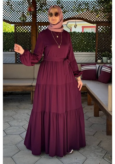 Rabia Şamlı Asil Elbise Vişne Normal