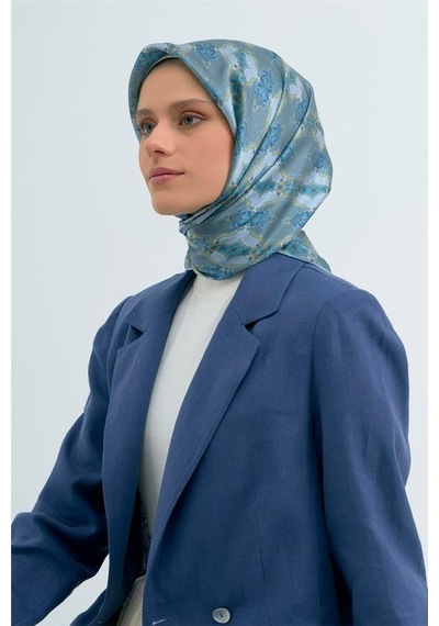 Armine İpek Eşarp 2026 Yaz - 9522-32 Turkuaz Twill