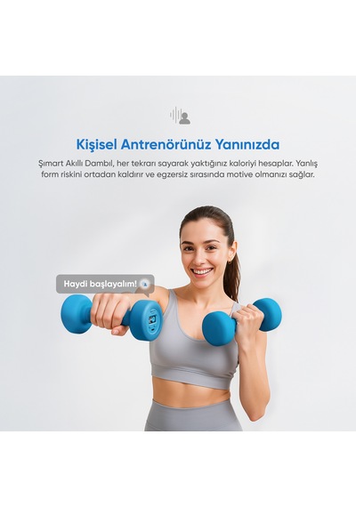Şımart Akıllı Dambıl 2x1 Kg Uygulama Destekli, Sesli Yönlendirmeli, Lcd Ekranlı