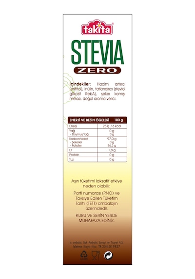 Takita Stevia Zero Kahverengi Toz Tatlandırıcı 250 G