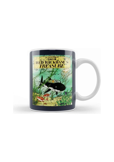The Adventures Of Tintin Red Rackham's Treausre Vintage Style Cover Kupa Bardak Porselen Karışık