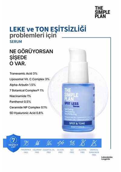 The Simple Plan Spot Less Leke & Ton Eşitleme Bakım Seti - Serum + Temizleyici Uyku Maskesi Hediyeli 2'li