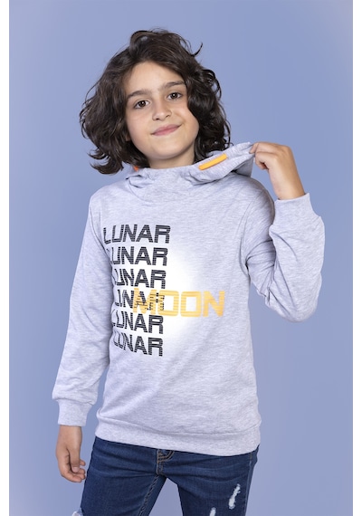 Toontoy Kids Toontoy Erkek Çocuk Kapüşonlu Baskılı Sweatshirt Gri Melanj