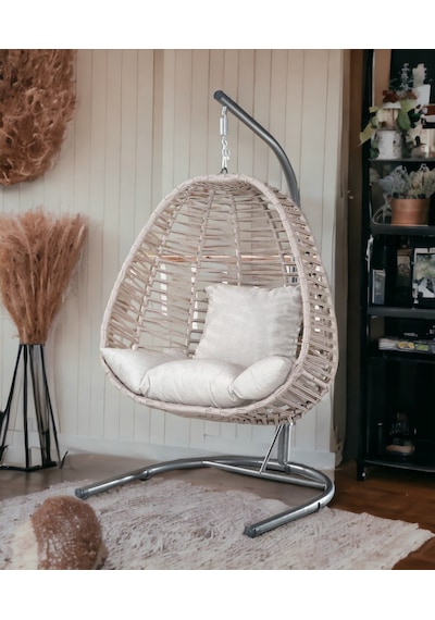 Tu Tienda Makrome İp Örgü Salıncak,krem Krem