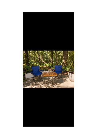 Piknik Seti Katlanabilir Çantalı + Katlanır Ahşap Masa 2+1 Lacivert