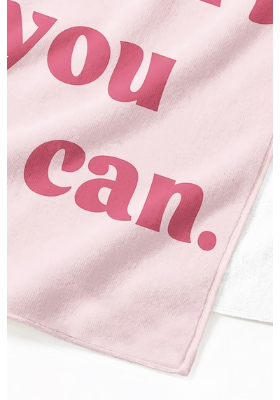 Motivasyon Yazılı Yes You Can Pembe Plaj Havlusu - Minimalist Tipografik Banyo Sahil Örtüsü Mat Kabuğu