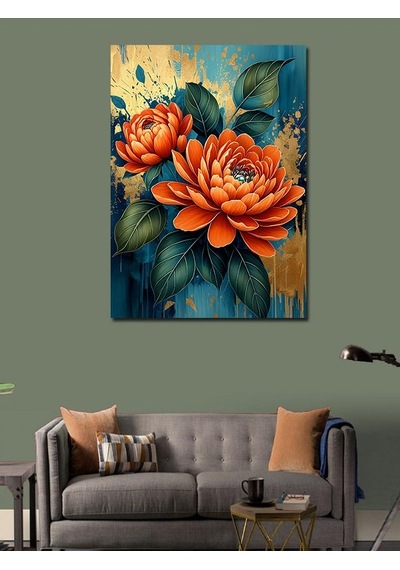 Kanvas Tablo Parlak Turuncu Çiçek 50cmx70cm