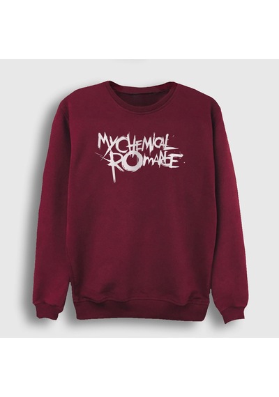 Presmono Unisex Logo My Chemical Romance Sweatshirt Bordo