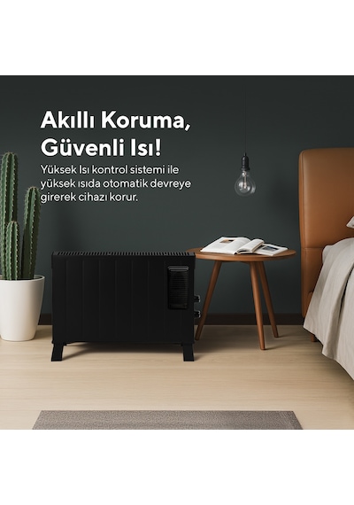 Kumtel Siyah Fanlı Konvektör Isıtıcı 2500w Hc-2952