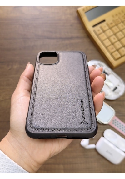 Apple iPhone 11 Pro Uyumlu Premium Deri Dokulu Darbelere Karşı Dayanıklı Nazal Silikon Kılıf Siyah