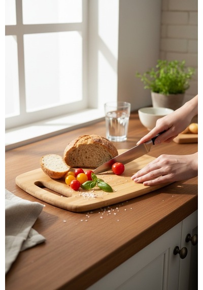 Balsa Bambu 2'li Kesme Tahtası-lüx Sunum Tahtası 33x24 Cm-28x20 Cm Bek1003 Kahverengi